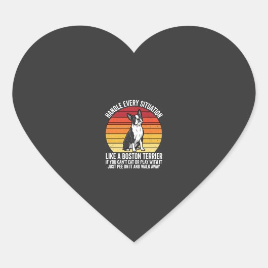 Grappige Boston Terrier Retro Hondenhouding Hart Sticker (Voorkant)