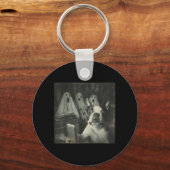 Grappige Boston Terrier selfie met spoken Hallowee Sleutelhanger (Voorkant)