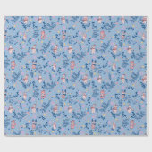 Grappige bosvrienden Blauwe winterbospatroon Cadeaupapier (Vlak)