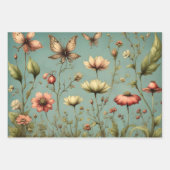 Grappige  botanische bloemenschetsen inpakpapier vel (Voorkant 2)