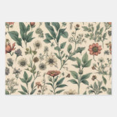 Grappige  botanische bloemenschetsen inpakpapier vel (Voorkant)
