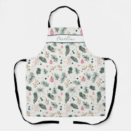 Grappige botanische kerst schort