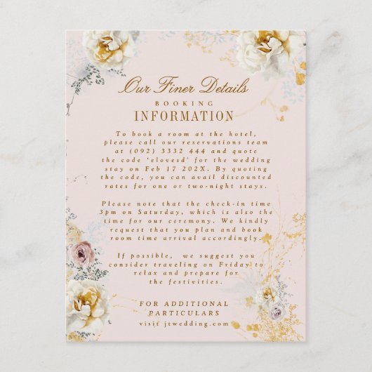 Grappige botanische krans bruiloft Boho Details Informatiekaartje (Voorkant)