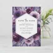 Grappige botanische Paarse bloemen bruiloft Save The Date (Staand voorkant)