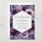 Grappige botanische Paarse bloemen bruiloft Save The Date (Voorkant / Achterkant)