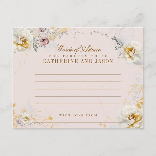 Grappige botanische woorden van advies baby shower informatiekaartje (Voorkant)