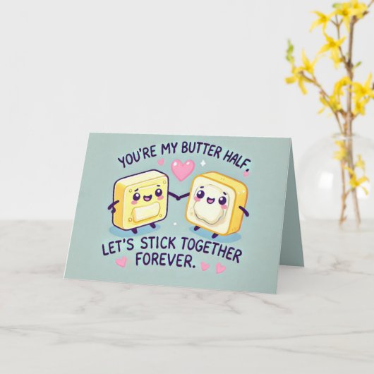 Grappige boter halve Valentijnsdag Kaart (Gele Bloem)