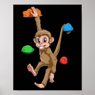 Grappige Boulder- en Rotsklimmende Aap  Poster