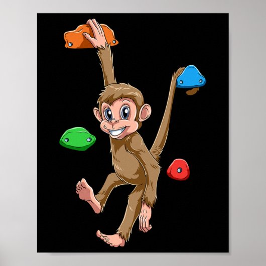 Grappige Boulder- en Rotsklimmende Aap Poster (Voorkant)