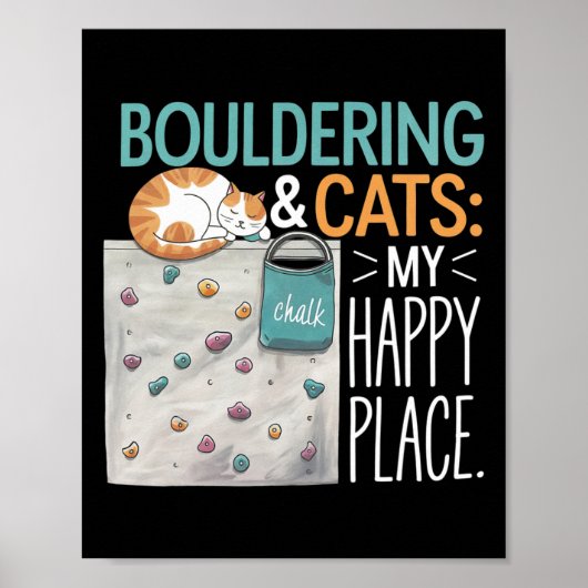 Grappige Boulderende Kat – Klimmen En Kattenliefhe Poster (Voorkant)