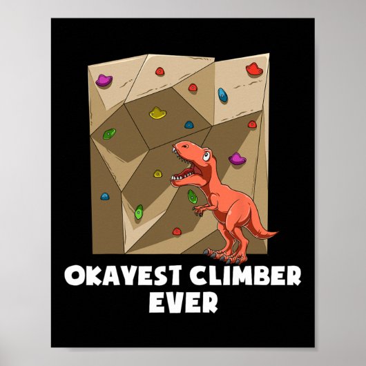 Grappige Boulderende Rotsklimmende T-rex  Poster (Voorkant)