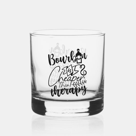 Grappige Bourbon goedkopere therapie word art Whisky Glas (Achterkant)