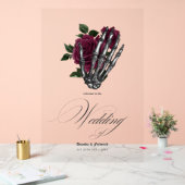 Grappige Bourgondische Floral Gothic bruiloft eleg Acryl Bord (Huwelijk)