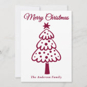 Grappige Bourgondische hand getrokken kerstboom Feestdagenkaart (Voorkant)