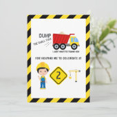 Grappige Bouw 2e Verjaardag Bedankkaart (Staand voorkant)