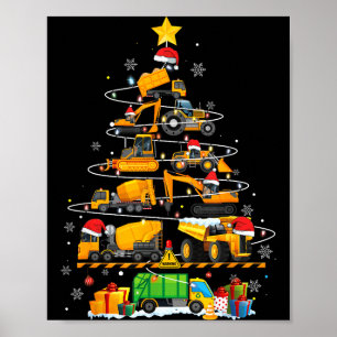 Grappige Bouw Graafmachine Truck Kerstboom  Poster