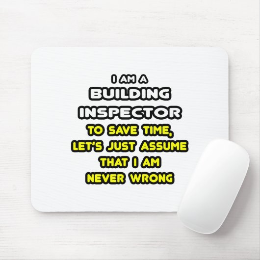Grappige bouwinspecteur T-shirts en geschenken Muismat (Met muis)