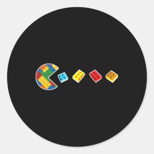 Grappige Bouwstenen Gamer Meester Bouwer Baksteen  Ronde Sticker