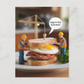 Grappige bouwvakkers maken een broodje briefkaart (Voorkant)