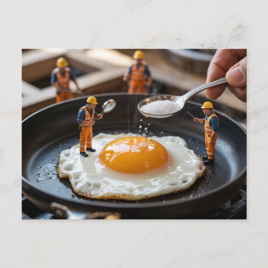 Grappige bouwvakkers repareren eieren briefkaart (Voorkant)