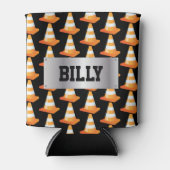 Grappige bouwwerf veiligheid kegel eigen naam blikjeskoeler (Voorkant)