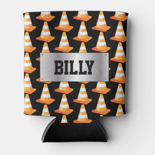 Grappige bouwwerf veiligheid kegel eigen naam blikjeskoeler (Voorkant)