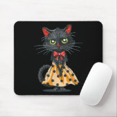 Grappige Bow Cat in Polka Dot Jurk Muismat (Met muis)