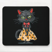 Grappige Bow Cat in Polka Dot Jurk Muismat (Voorkant)