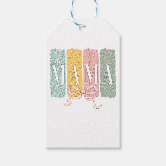 Grappige Bow Coquette Mama Bloemen Moederdag Cadeaulabel (Voorkant)