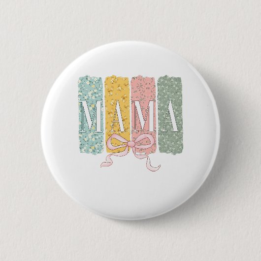 Grappige Bow Coquette Mama Bloemen Moederdag Ronde Button 5,7 Cm (Voorkant)