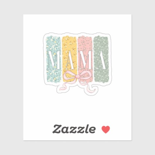 Grappige Bow Coquette Mama Bloemen Moederdag Sticker (Vel)