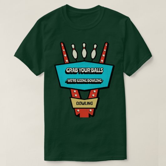 Grappige Bowling Alley Retro Sign Graphic Novelty T-shirt (Design voorkant)