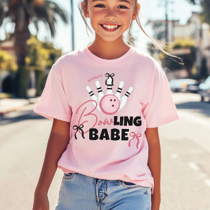 Grappige BOWling BABE Meisjesachtige Roze Strikken T-shirt
