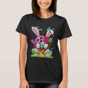 Grappige Bowling Ball & Pins Bunny Ears Paasdag Bo T-shirt