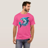 Grappige Bowling Bowling Haai Speelt Bowling T-shirt (Voorkant volledig)