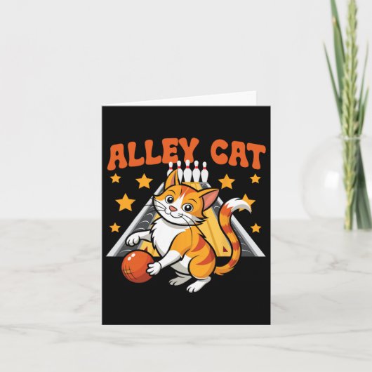 Grappige Bowling Cat Pun Alley Cat Kaart (Voorkant)