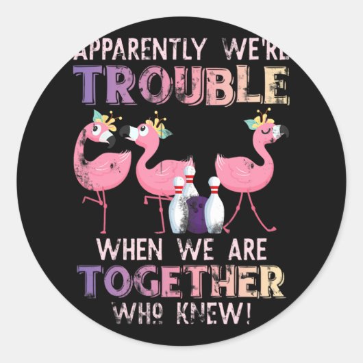 Grappige Bowling Flamingo Ronde Sticker (Voorkant)