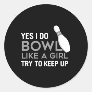 Grappige Bowling Girl Speler Spel Bowler Enthusias Ronde Sticker