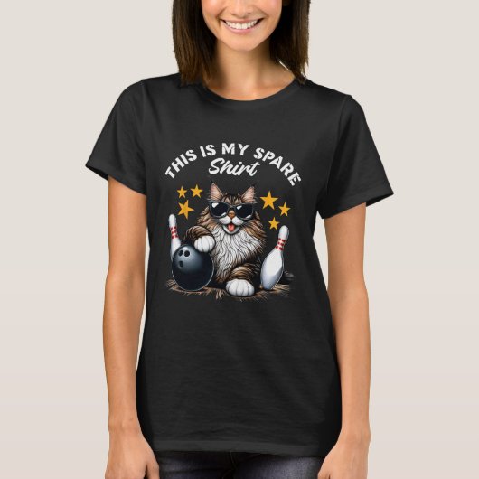 Grappige Bowling Kat Kunstwerk Grappige Kat Bowlin T-shirt (Voorkant)