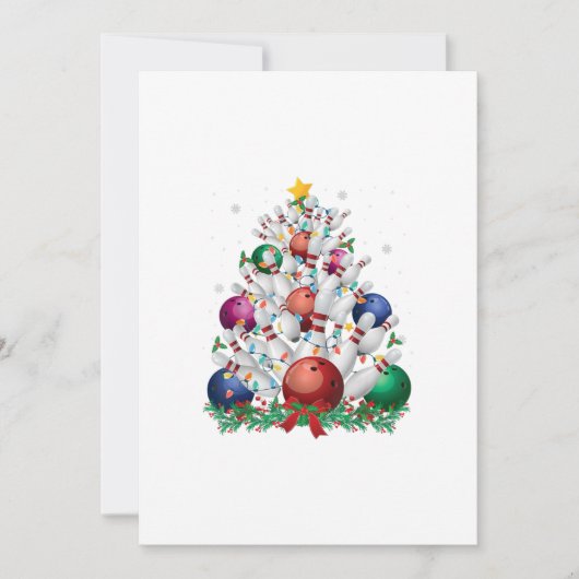 grappige bowling kerstboom licht xmas sport liefde kaart (Voorkant)