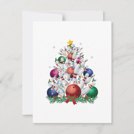 grappige bowling kerstboom licht xmas sport liefde kaart (Voorkant)