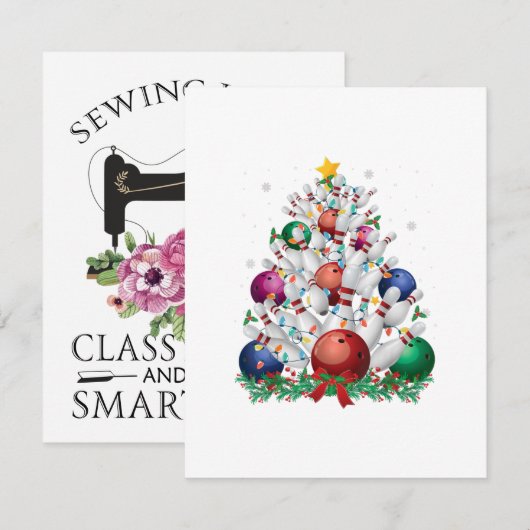 grappige bowling kerstboom licht xmas sport liefde kaart (Voorkant / Achterkant)