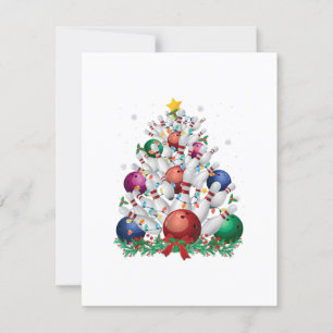 grappige bowling kerstboom licht xmas sport liefde kaart