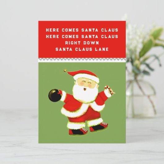 Grappige Bowling Kerstmis Feestdagenkaart (Staand voorkant)