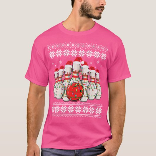 Grappige bowling lelijke kerst bowling liefhebber  t-shirt (Voorkant)