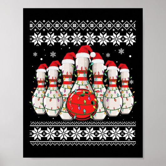 Grappige Bowling lelijke kerst trui Bowling Lover Poster (Voorkant)