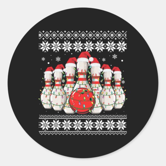 Grappige Bowling lelijke kerst trui Bowling Lover Ronde Sticker (Voorkant)