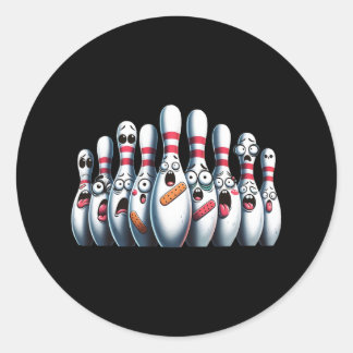 Grappige Bowling Pins Schattige Scared Bowling Spo Ronde Sticker