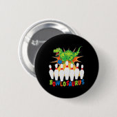 Grappige Bowling Pun T-rex dinosaurus Bowlosaurus Ronde Button 5,7 Cm (Voorkant /achterkant)