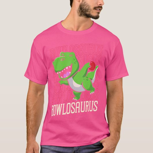 Grappige Bowling Pun T-Rex dinosaurus Bowlosaurus T-shirt (Voorkant)